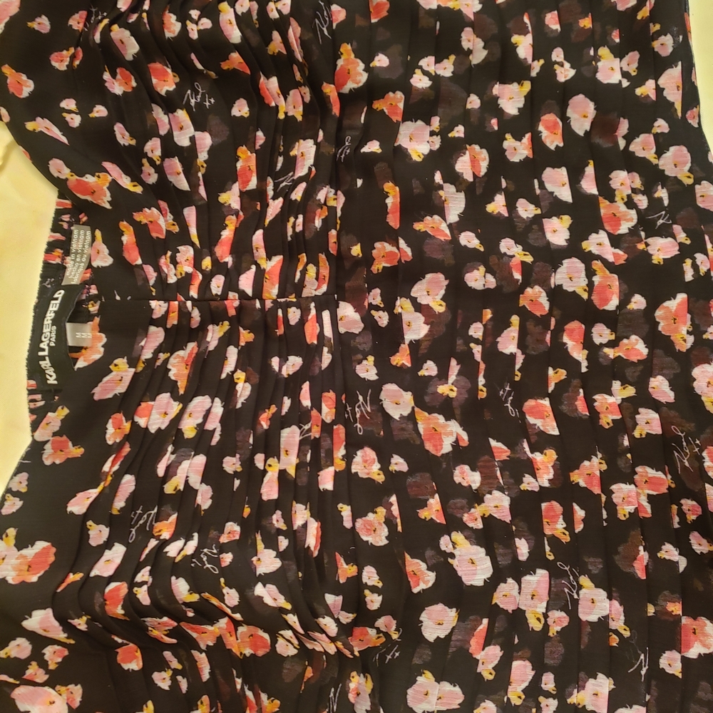 Karl Lagerfeld Black Corset Top with Pink Floral Pattern
